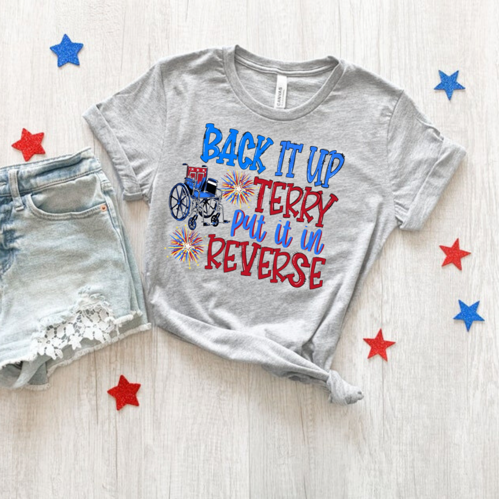 Back It Up Terry Bella Canvas T-Shirt for Women | 4th of July Outfit | Red White and Blue Shirt