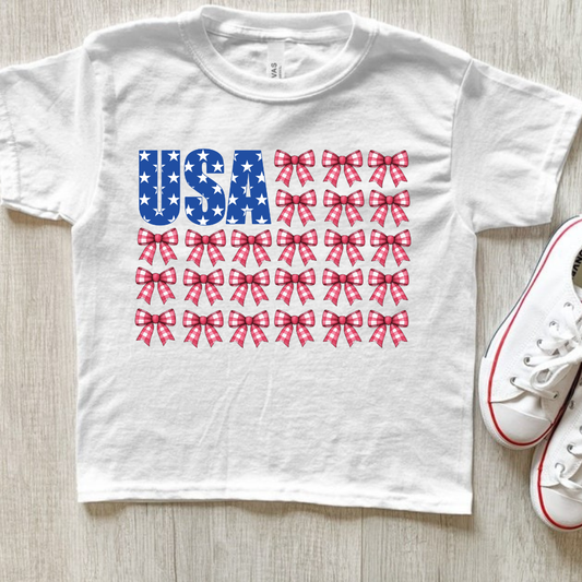 USA BOW T-SHIRT - PATRIOTIC SHIRT FOR KIDS - LIMITED RELEASE