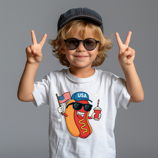 USA HOT DOG T-SHIRT - PATRIOTIC SHIRT FOR KIDS - LIMITED RELEASE
