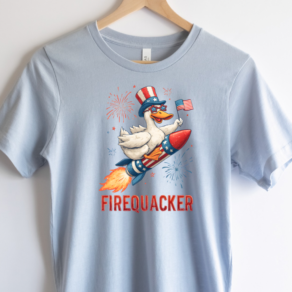 Men’s Firequacker Patriotic Shirt | Bella Canvas Fourth of July Graphic Tee | USA Summer Shirt for Men