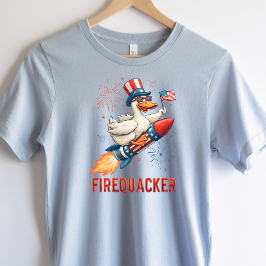 Men’s Firequacker Patriotic Shirt | Bella Canvas Fourth of July Graphic Tee | USA Summer Shirt for Men