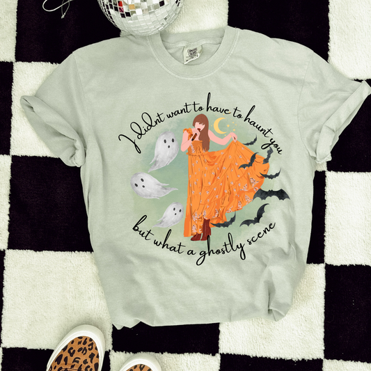 GHOSTLY SCENE Halloween Shirt – Comfort Colors Short-Sleeve or Long-Sleeve Tee