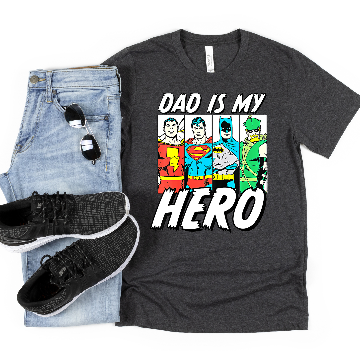 Dad is My Hero Shirt Funny Father’s Day Shirt for Dads | Bella Canvas Graphic Tee | Cool Dad Shirt | Gift for Dad | Father’s Day Tee for Men