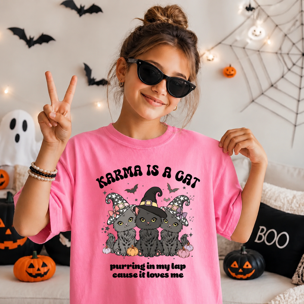 Karma Cat Halloween Shirt for Kids