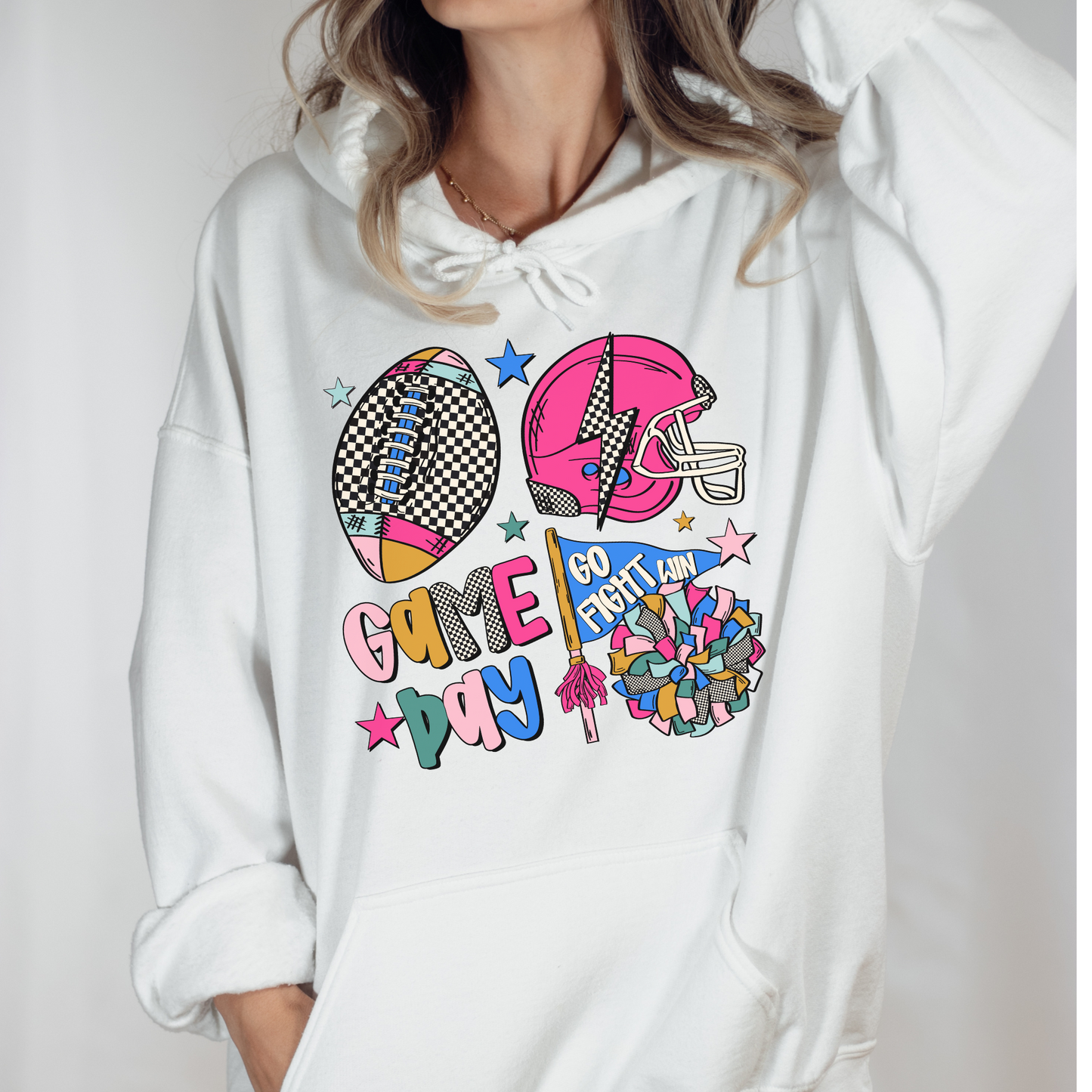 Football Game Day Checkered Hoodie