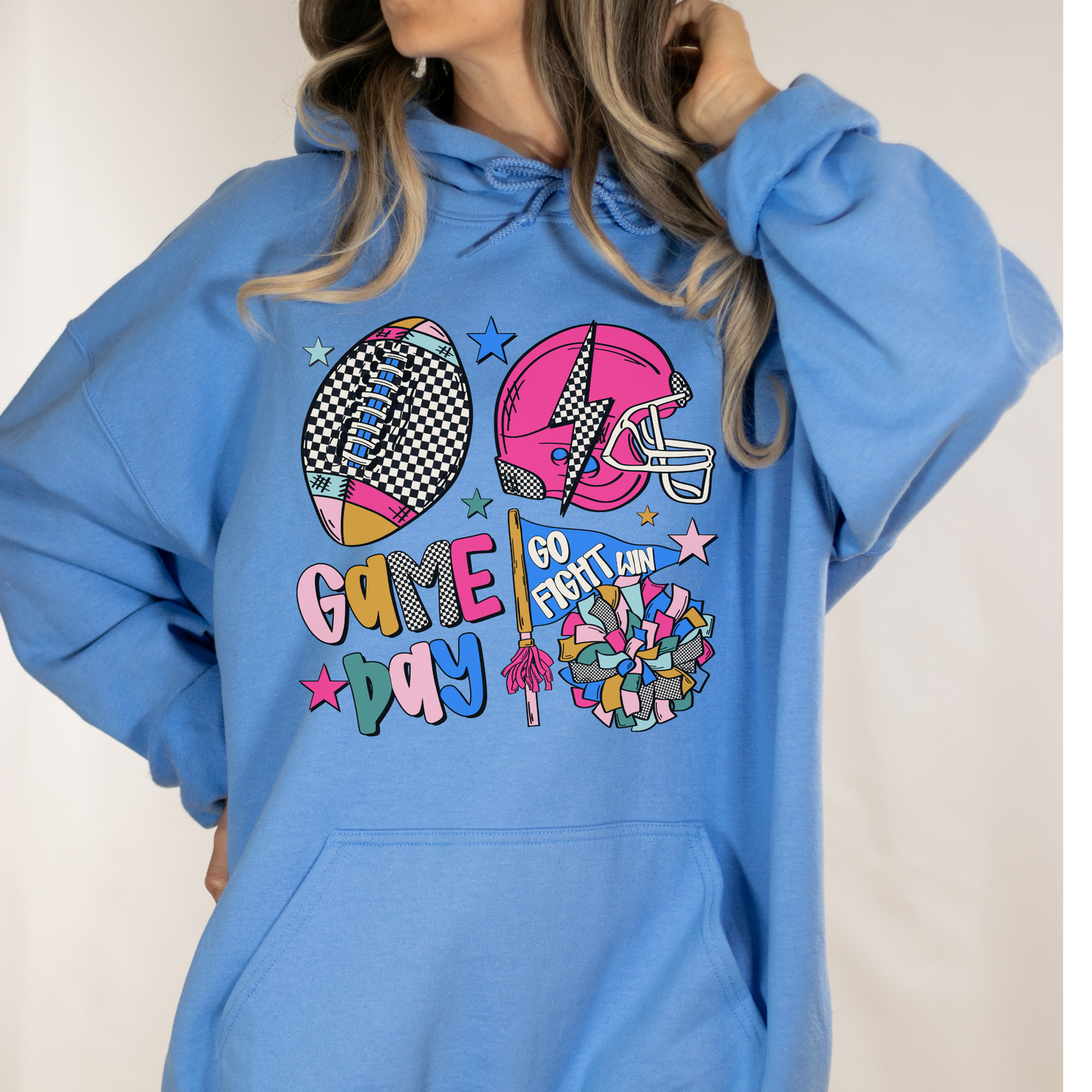 Football Game Day Checkered Hoodie