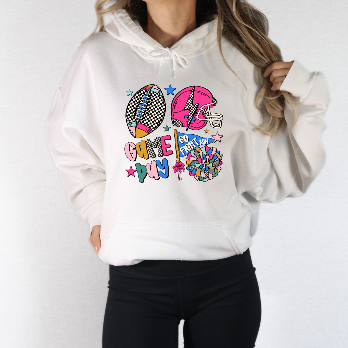 Football Game Day Checkered Hoodie