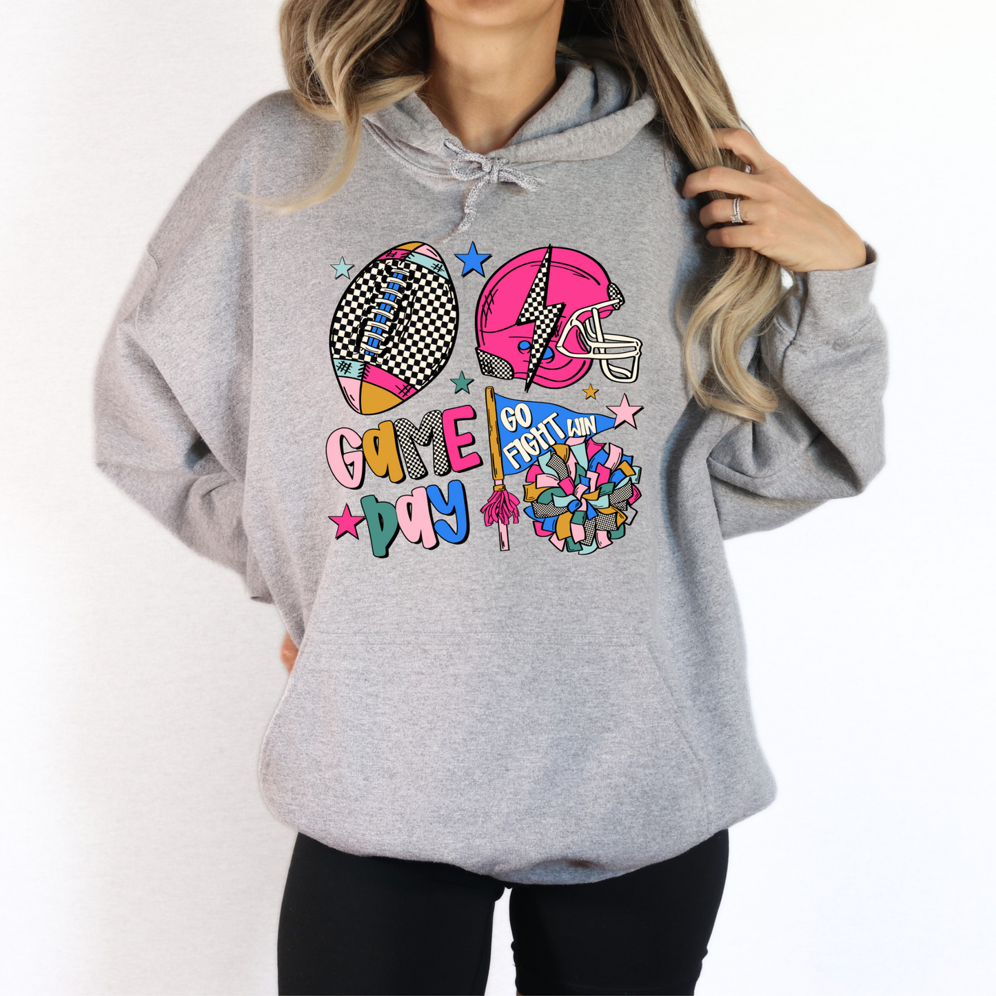 Football Game Day Checkered Hoodie