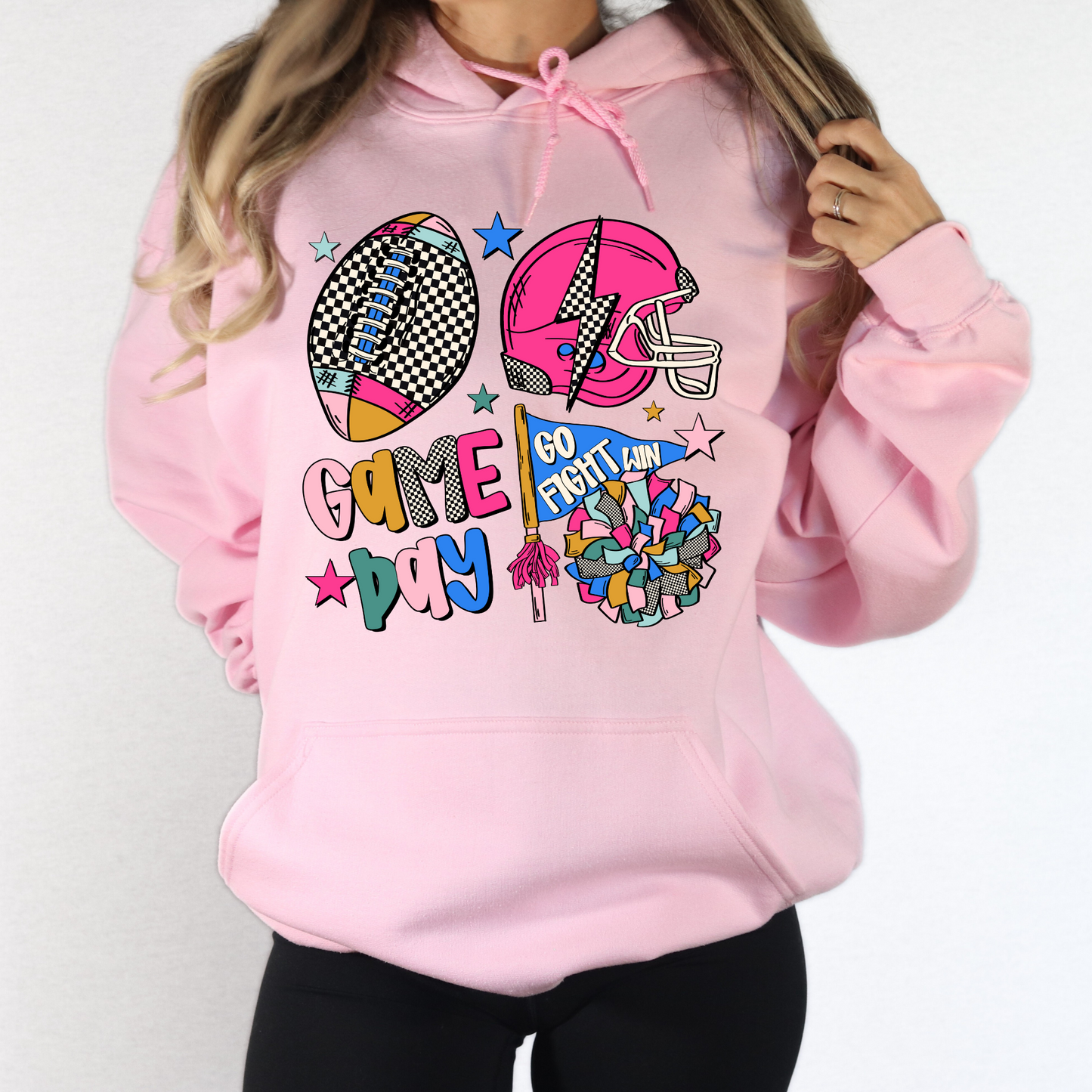 Football Game Day Checkered Hoodie