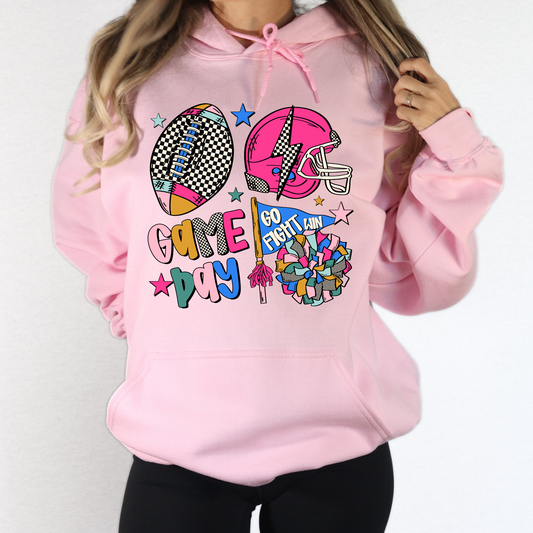 Football Game Day Checkered Hoodie