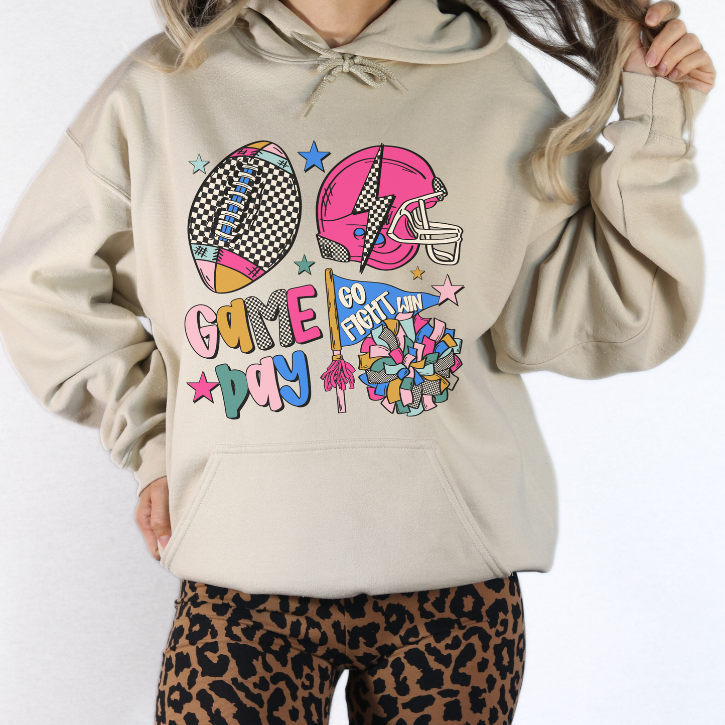 Football Game Day Checkered Hoodie