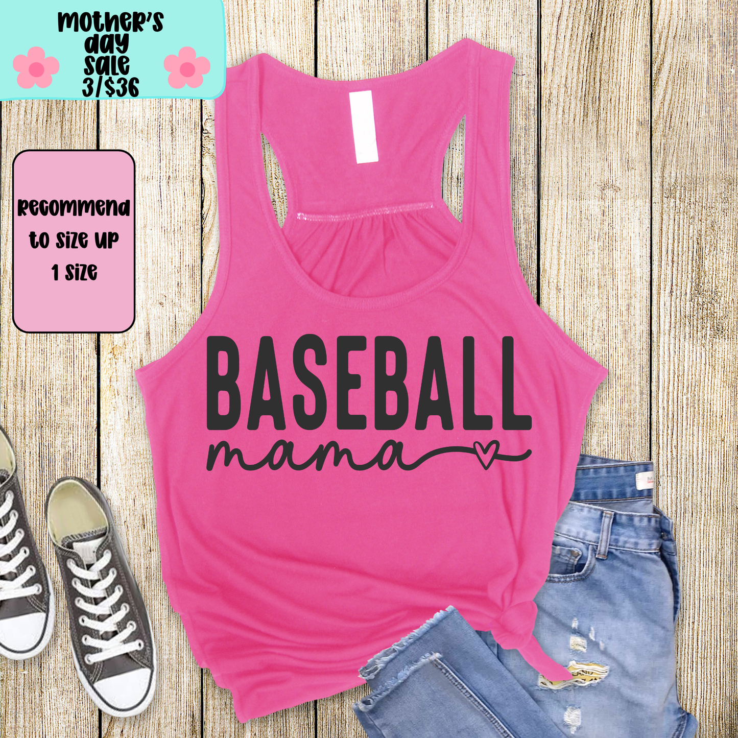 Baseball Mama TANK TOP - Racer Back Next Level Tank - MOTHER’S DAY SALE