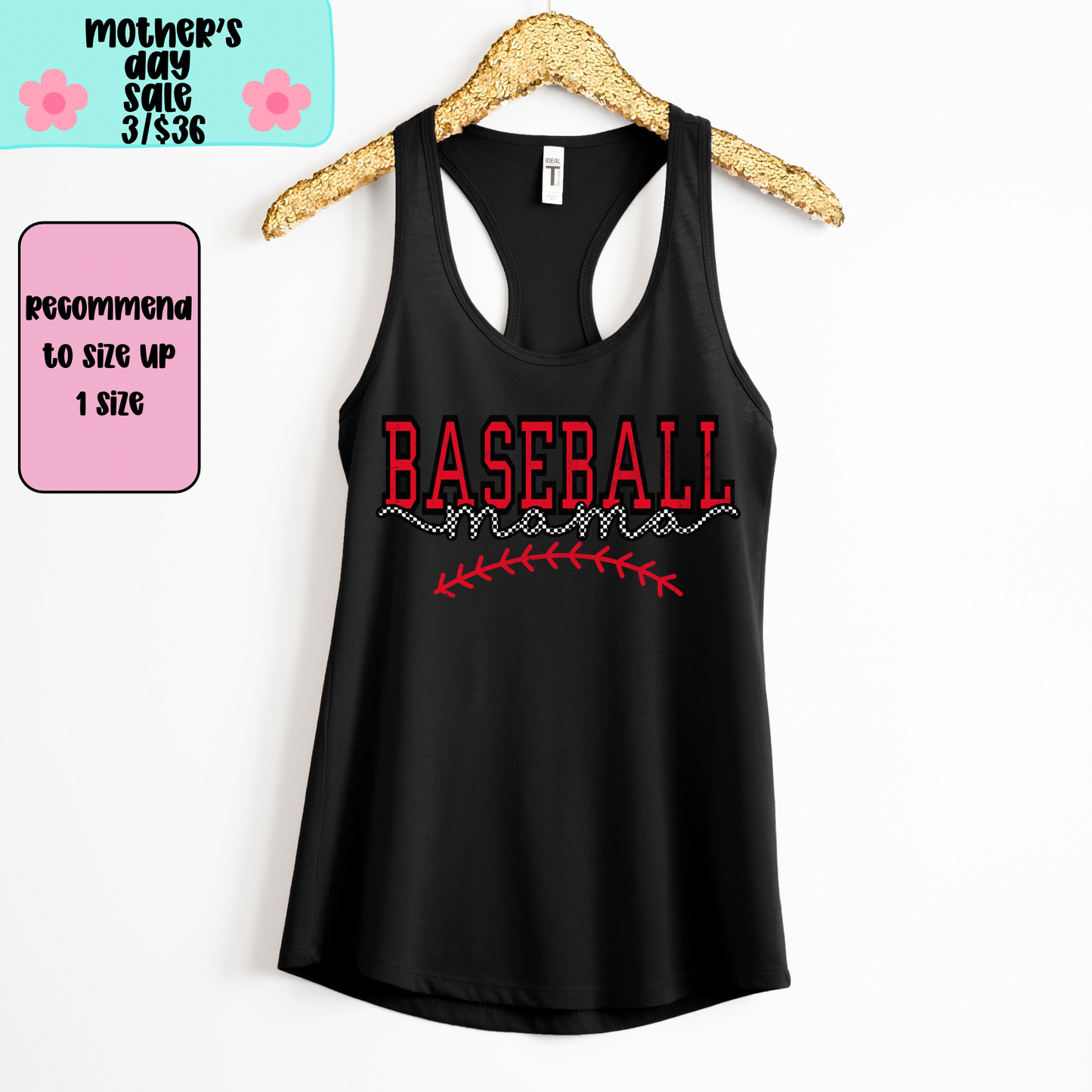 Baseball Mama TANK TOP - Racer Back Next Level Tank - MOTHER’S DAY SALE
