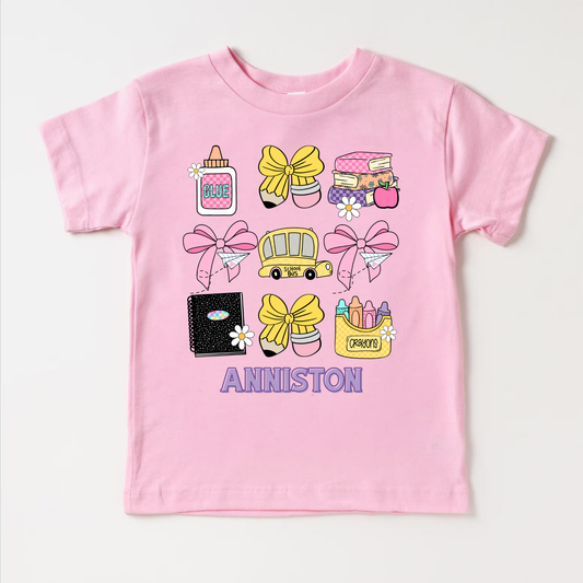 Personalized Back to School Shirt | Custom Girl’s Name Shirt | Preppy School Supplies