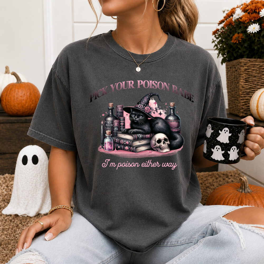 Pick Your Poison Halloween Shirt – Comfort Colors Short-Sleeve or Long-Sleeve Tee