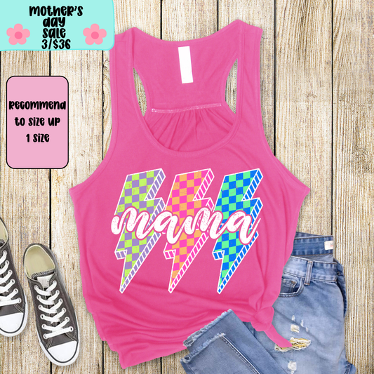 Retro Neon Mama TANK TOP - Racer Back Next Level Tank - MOTHER’S DAY SALE