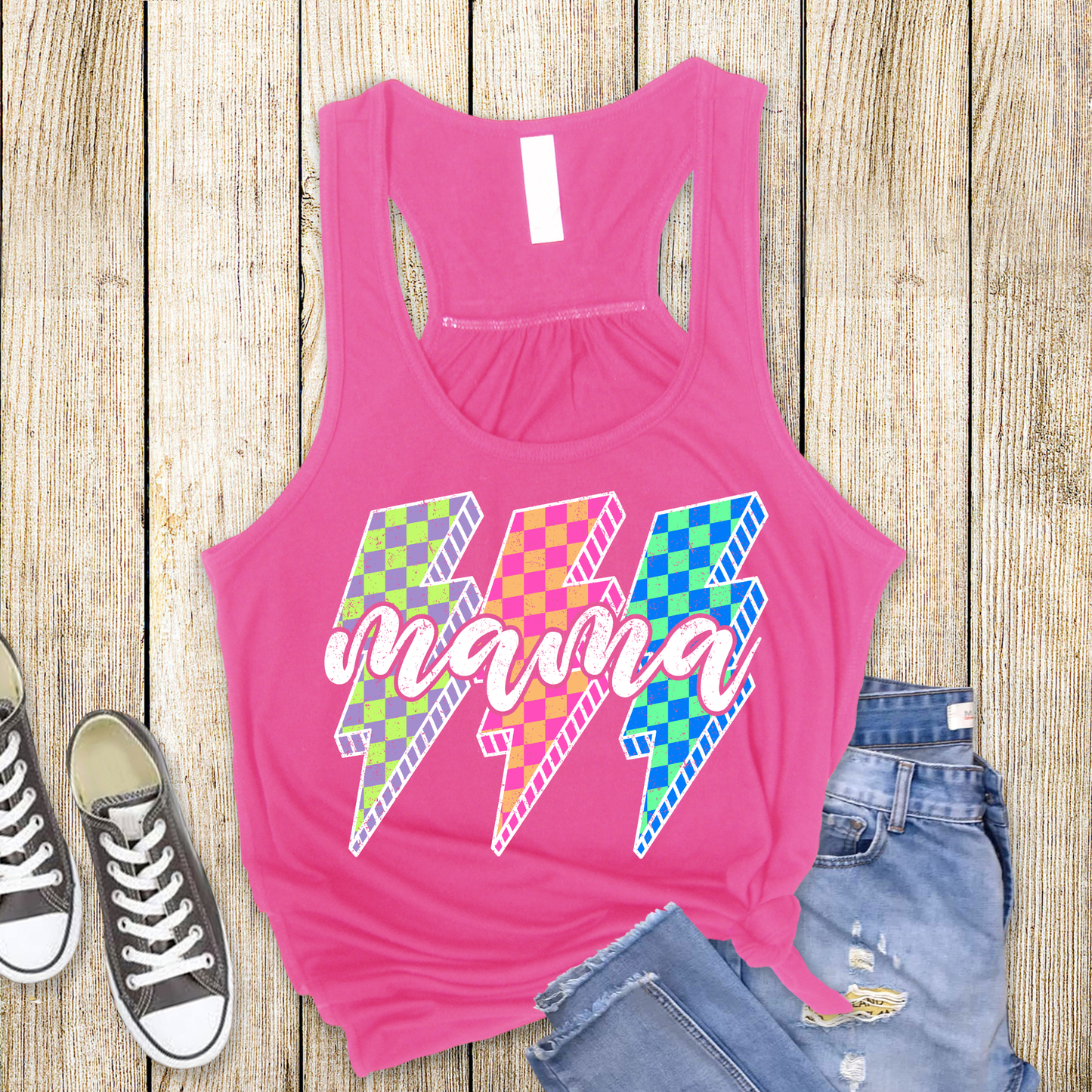 Retro Neon Mama TANK TOP - Racer Back Next Level Tank - MOTHER’S DAY SALE