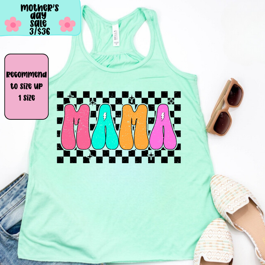 Checkered Mama TANK TOP - Racer Back Next Level Tank - MOTHER’S DAY SALE