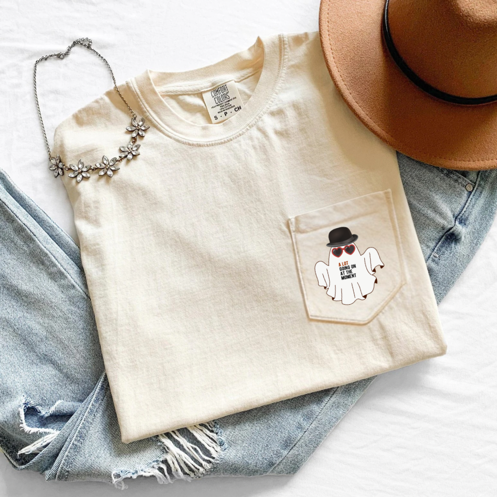 ALGOATM Ghost Halloween Comfort Colors Pocket T-Shirt