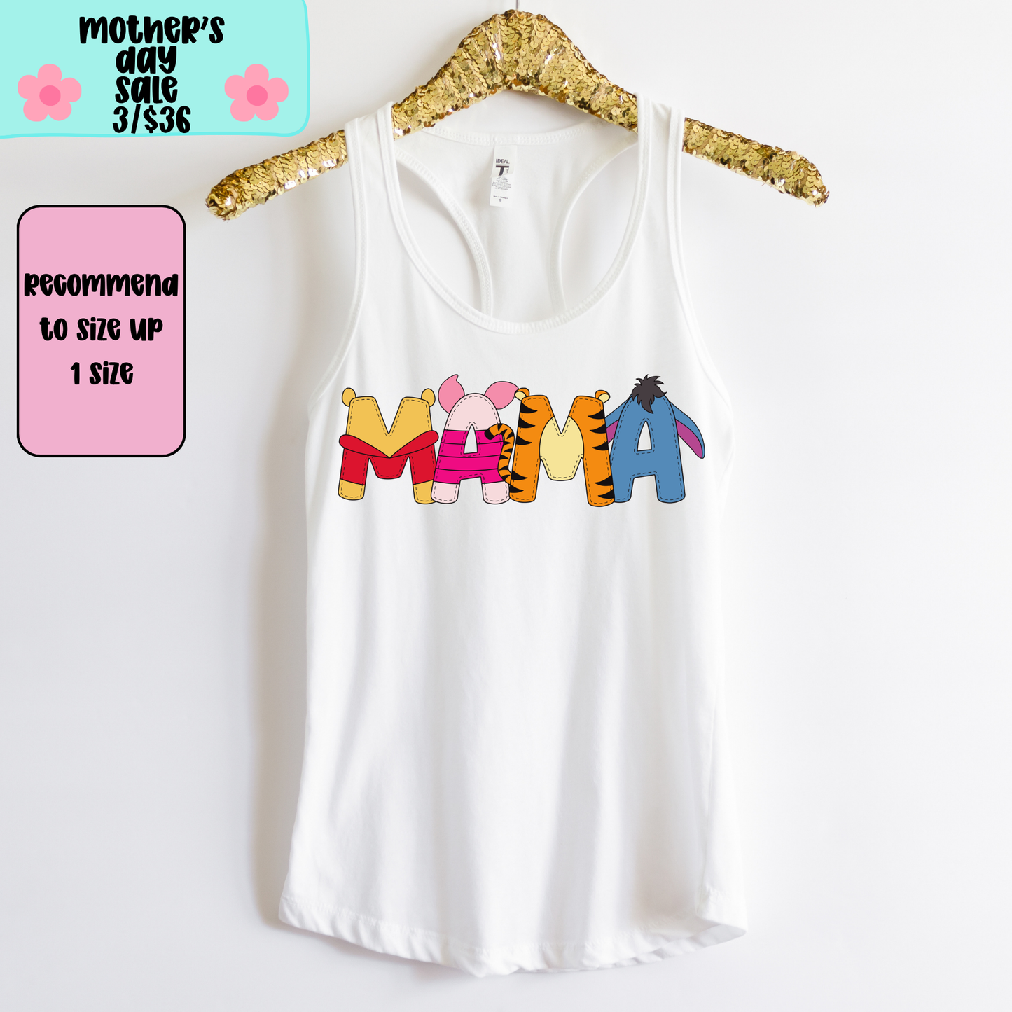 Pooh & Friends Mama TANK TOP - Racer Back Next Level Tank - MOTHER’S DAY SALE