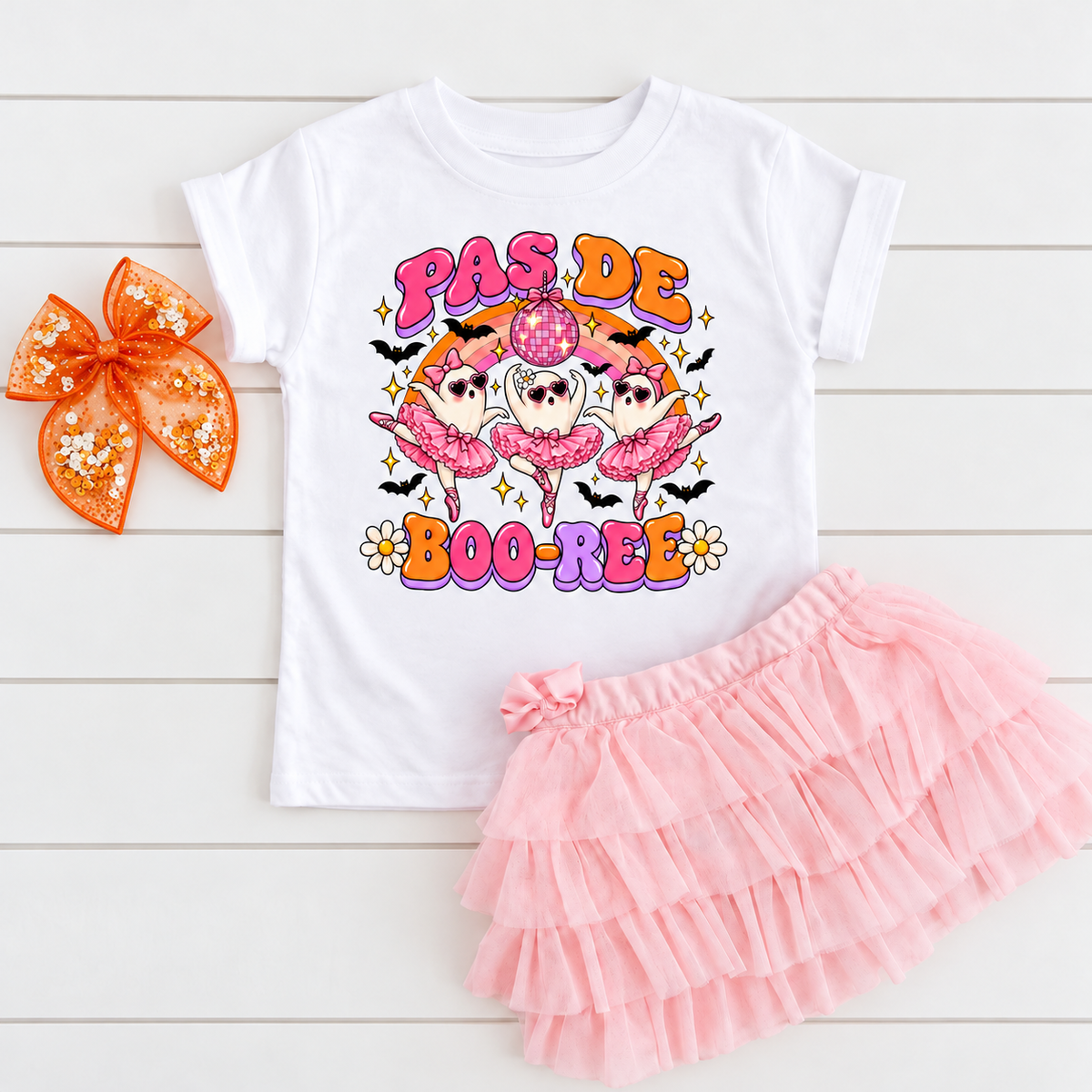 Pas de Boo-ree Halloween Ballet Shirt | Retro Ghost Dance Tee for Girls