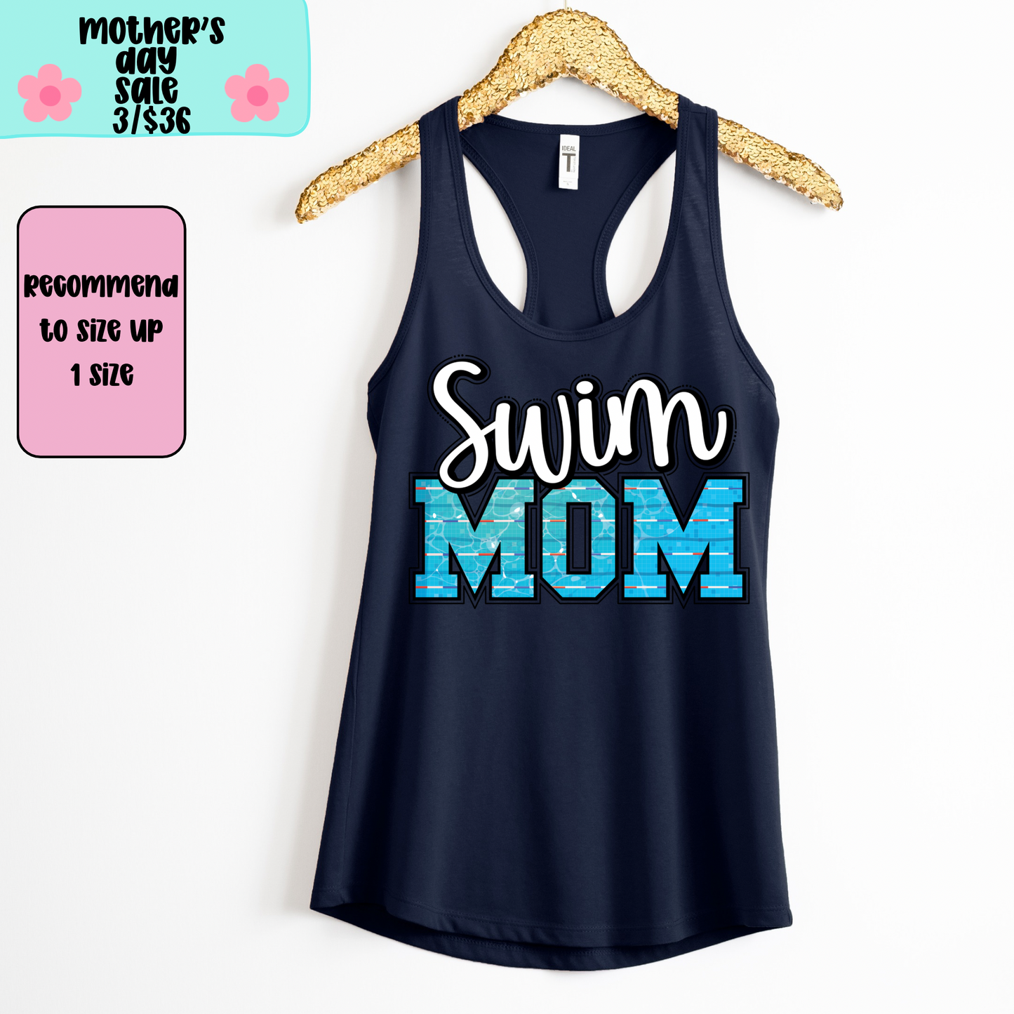 Swim Mom TANK TOP - Racer Back Next Level Tank - MOTHER’S DAY SALE