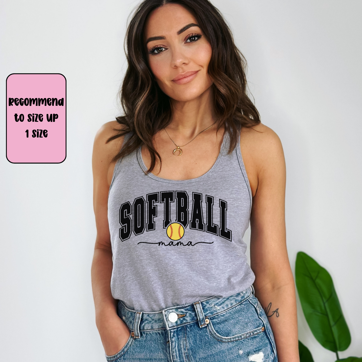 Softball Mama Racerback Tank Top | Softball Mom Tank | Next Level Tank for Sports Moms | Cute Game Day Tank | Summer Softball Outfit