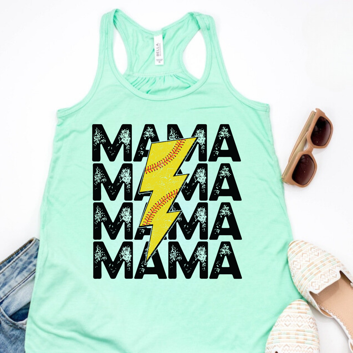 Softball Mama Racerback Tank Top | Softball Mom Tank | Next Level Tank for Sports Moms | Cute Game Day Tank | Summer Softball Outfit