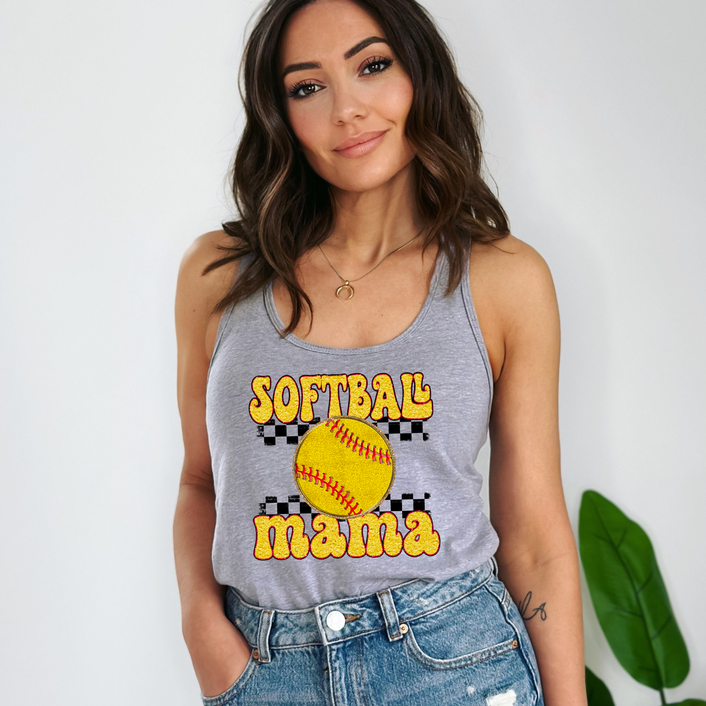 Softball Mama Racerback Tank Top | Softball Mom Tank | Next Level Tank for Sports Moms | Cute Game Day Tank | Summer Softball Outfit