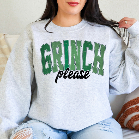 “Christmas Please” Varsity Letter Sweatshirt | Funny Holiday Crewneck