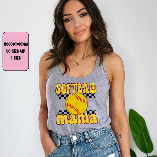 Softball Mama Racerback Tank Top | Softball Mom Tank | Next Level Tank for Sports Moms | Cute Game Day Tank | Summer Softball Outfit