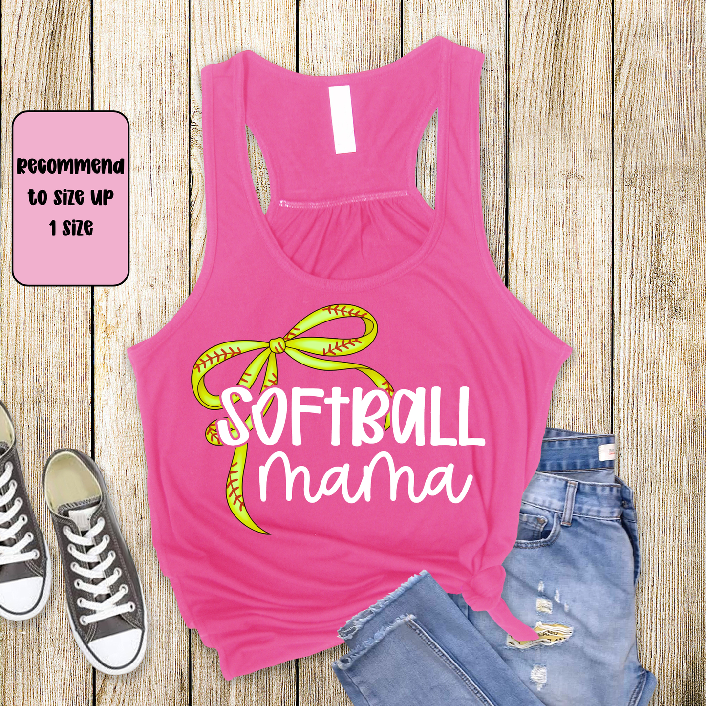 Softball Mama Racerback Tank Top | Softball Mom Tank | Next Level Tank for Sports Moms | Cute Game Day Tank | Summer Softball Outfit