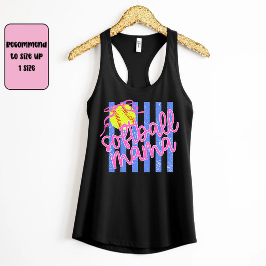 Softball Mama Racerback Tank Top | Softball Mom Tank | Next Level Tank for Sports Moms | Cute Game Day Tank | Summer Softball Outfit