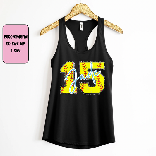 Custom Softball Racerback Tank Top | Softball Mom Tank | Next Level Tank for Sports Moms | Cute Game Day Tank | Summer Softball Outfit