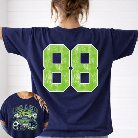 OLD HUNDRED HAWKS FOOTBALL - FOOTBALL FIELD WITH FOOTBALL NUMBER PERSONALIZATION