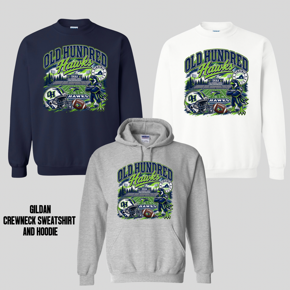 OLD HUNDRED HAWKS FOOTBALL - FOOTBALL FIELD WITH FOOTBALL NUMBER PERSONALIZATION