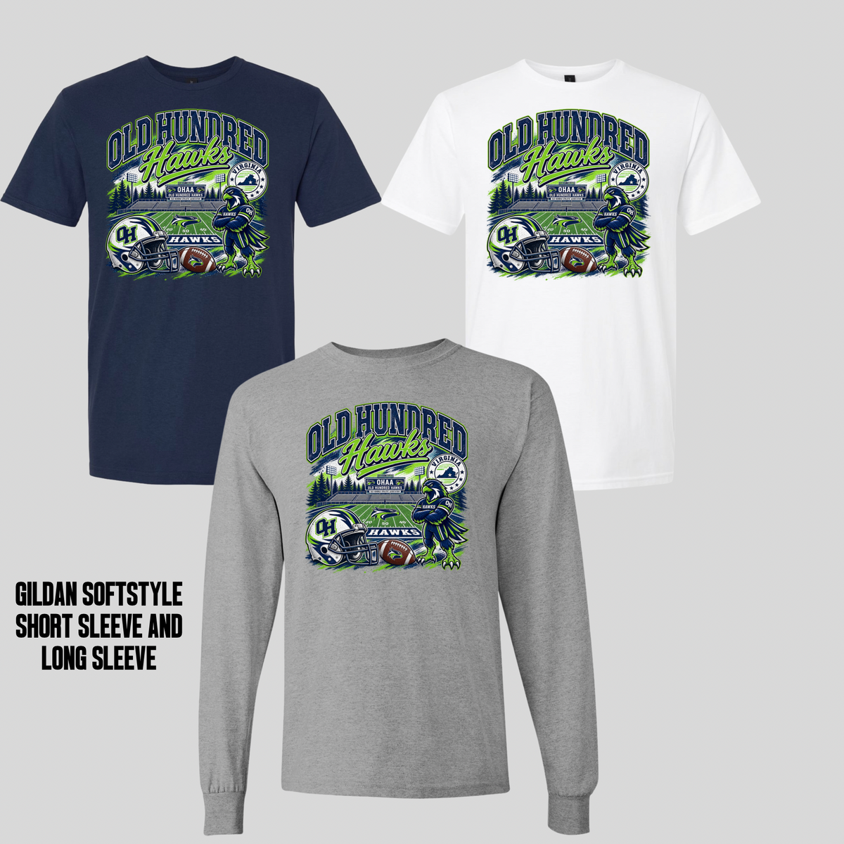 OLD HUNDRED HAWKS FOOTBALL - FOOTBALL FIELD WITH FOOTBALL NUMBER PERSONALIZATION