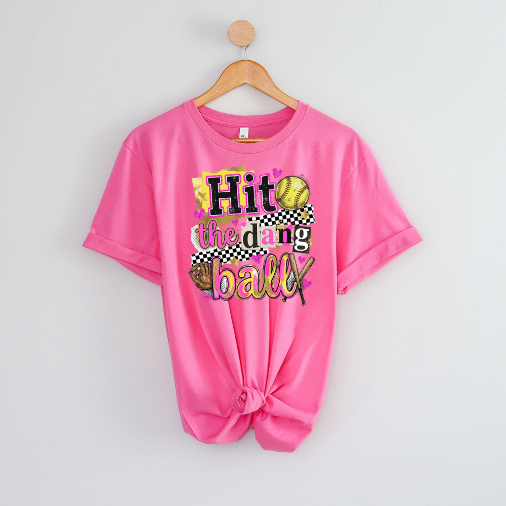 HIT THE DANG BALL Softball Bella Canvas T-Shirt | Softball Mom Shirt | Cute Game Day Tee | Travel Ball Mom Shirt | Sports Mom Graphic Tee