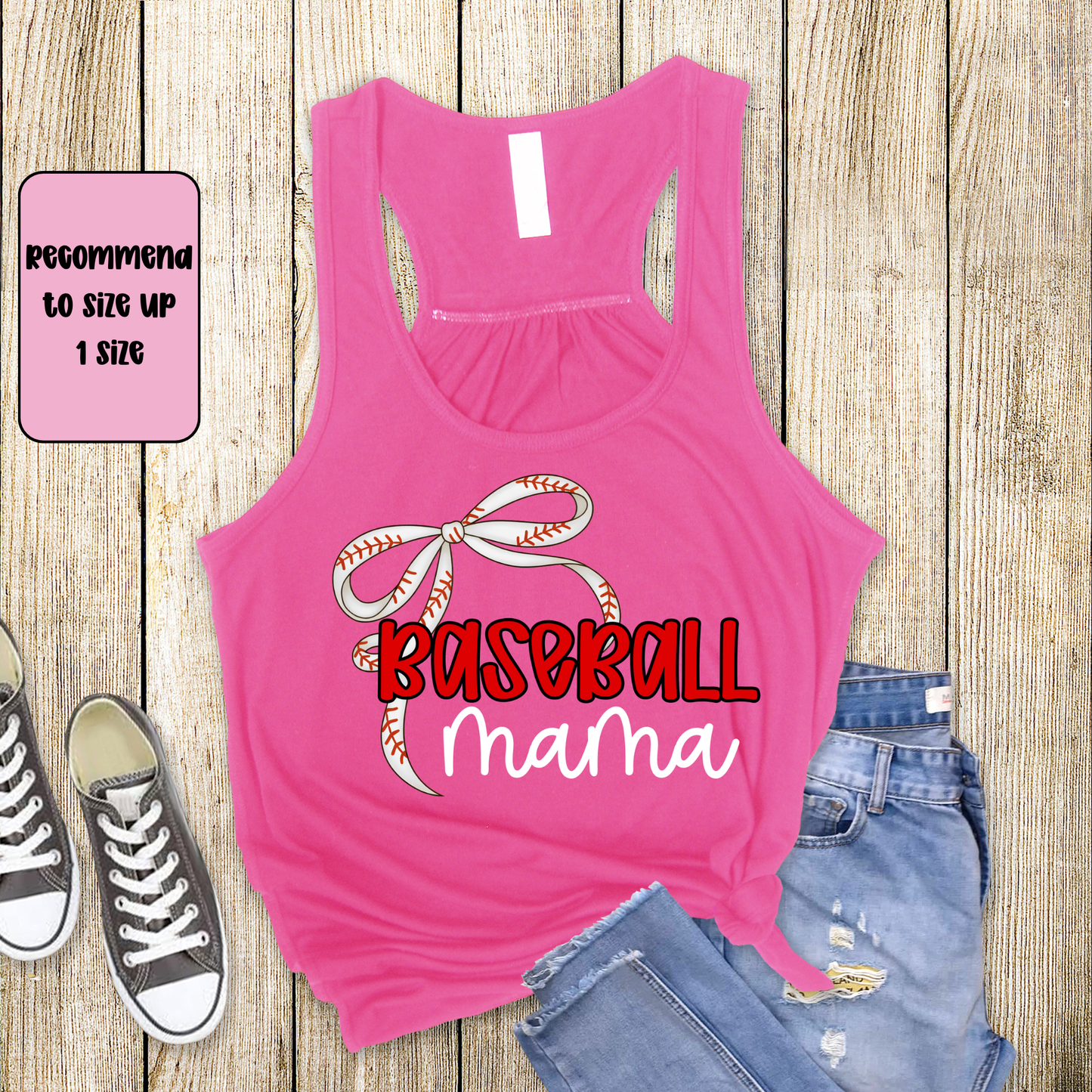 Baseball Mama Racerback Tank Top | Baseball Mom Tank | Next Level Tank for Sports Moms | Cute Game Day Tank | Summer Baseball Outfit