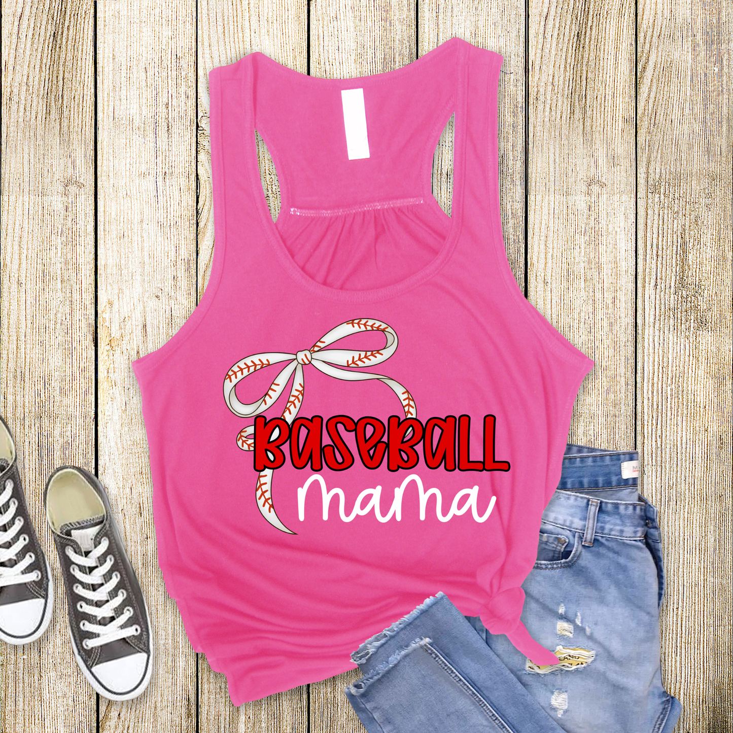 Baseball Mama Racerback Tank Top | Baseball Mom Tank | Next Level Tank for Sports Moms | Cute Game Day Tank | Summer Baseball Outfit
