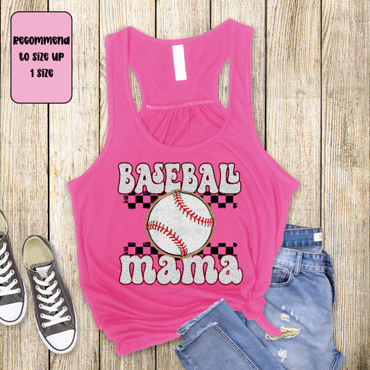 Baseball Mama Racerback Tank Top | Baseball Mom Tank | Next Level Tank for Sports Moms | Cute Game Day Tank | Summer Baseball Outfit