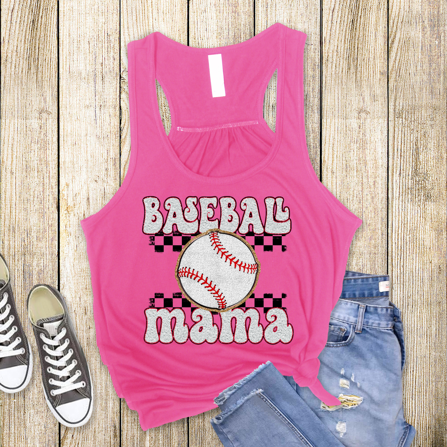 Baseball Mama Racerback Tank Top | Baseball Mom Tank | Next Level Tank for Sports Moms | Cute Game Day Tank | Summer Baseball Outfit