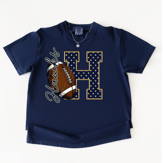 OLD HUNDRED HAWKS FOOTBALL - POLKA DOT VARSITY LETTER