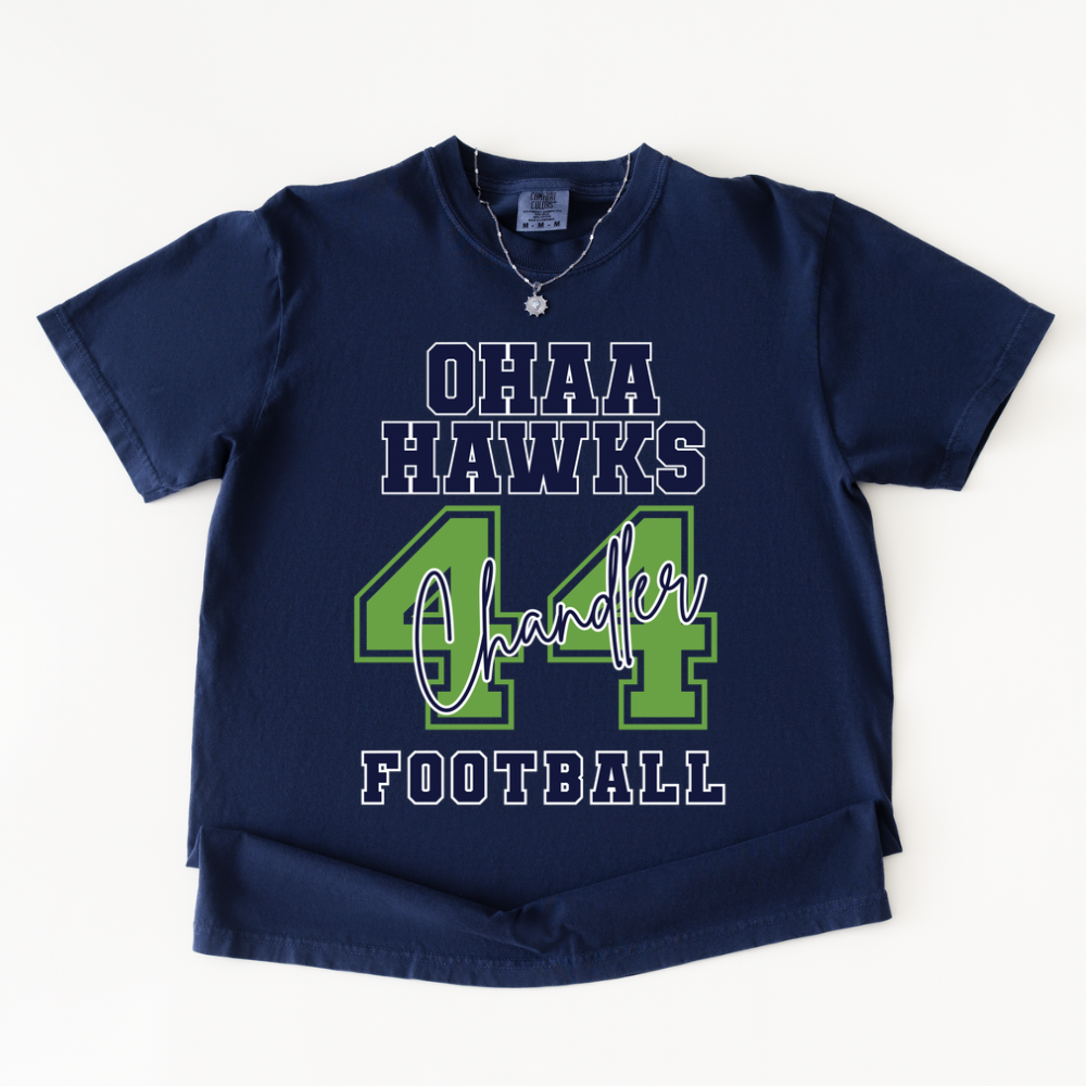OLD HUNDRED HAWKS FOOTBALL - OHAA FOOTBALL WITH PLAYER NAME & NUMBER