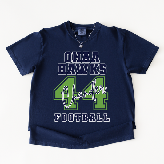 OLD HUNDRED HAWKS FOOTBALL - OHAA FOOTBALL WITH PLAYER NAME & NUMBER