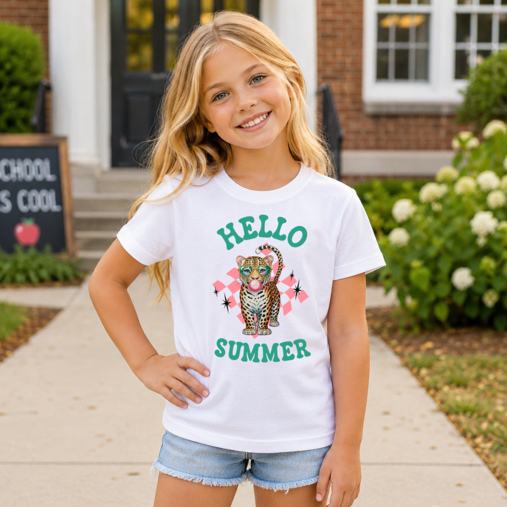 Last Day of School Leopard Trendy Shirt for Girls | Cute Kids End of School Tee | Summer Break Shirt | Girls Graphic T-Shirt | Last Day Outfit