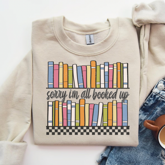 Book Lover Sweatshirt for Women | “I’m All Booked Up” Crewneck | Cozy Reading Gift