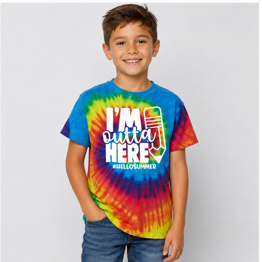 Tie Dye Last Day of School Shirt for Kids | Cute Summer Break Tee | End of School Year Shirt | Kids Tie Dye Graphic T-Shirt