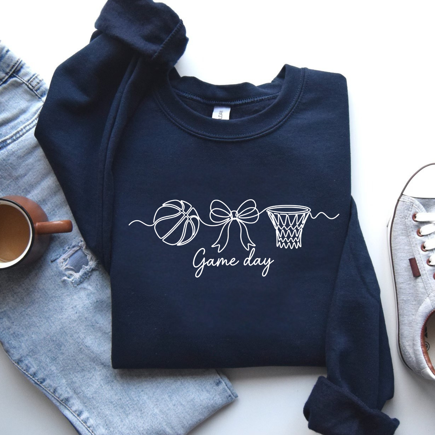 Basketball Game Day Sweatshirt for Women | Cute Bow Sports Crewneck | Game Day Outfit