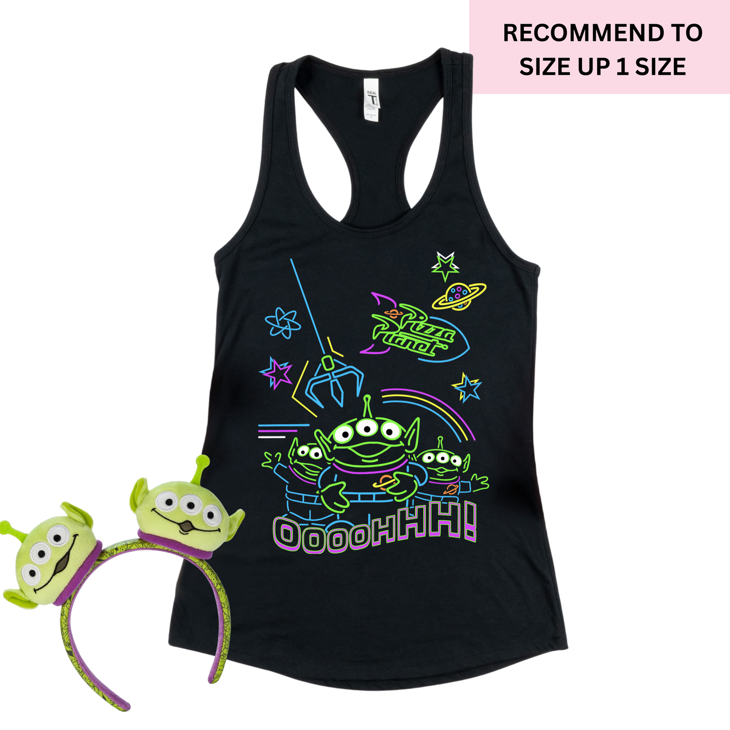 NEON ALIENS Racerback Tank for Women – Lightweight Vacation Graphic Tank